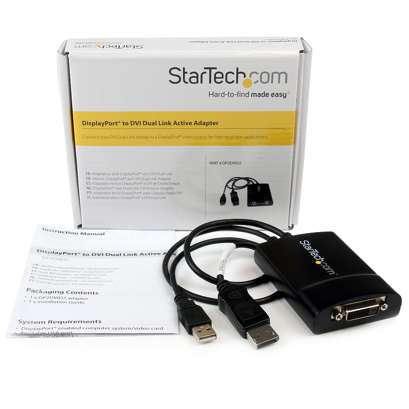 StarTech DP2DVID2 DisplayPort to DVI Dual Link Active Adapter - USB Powered